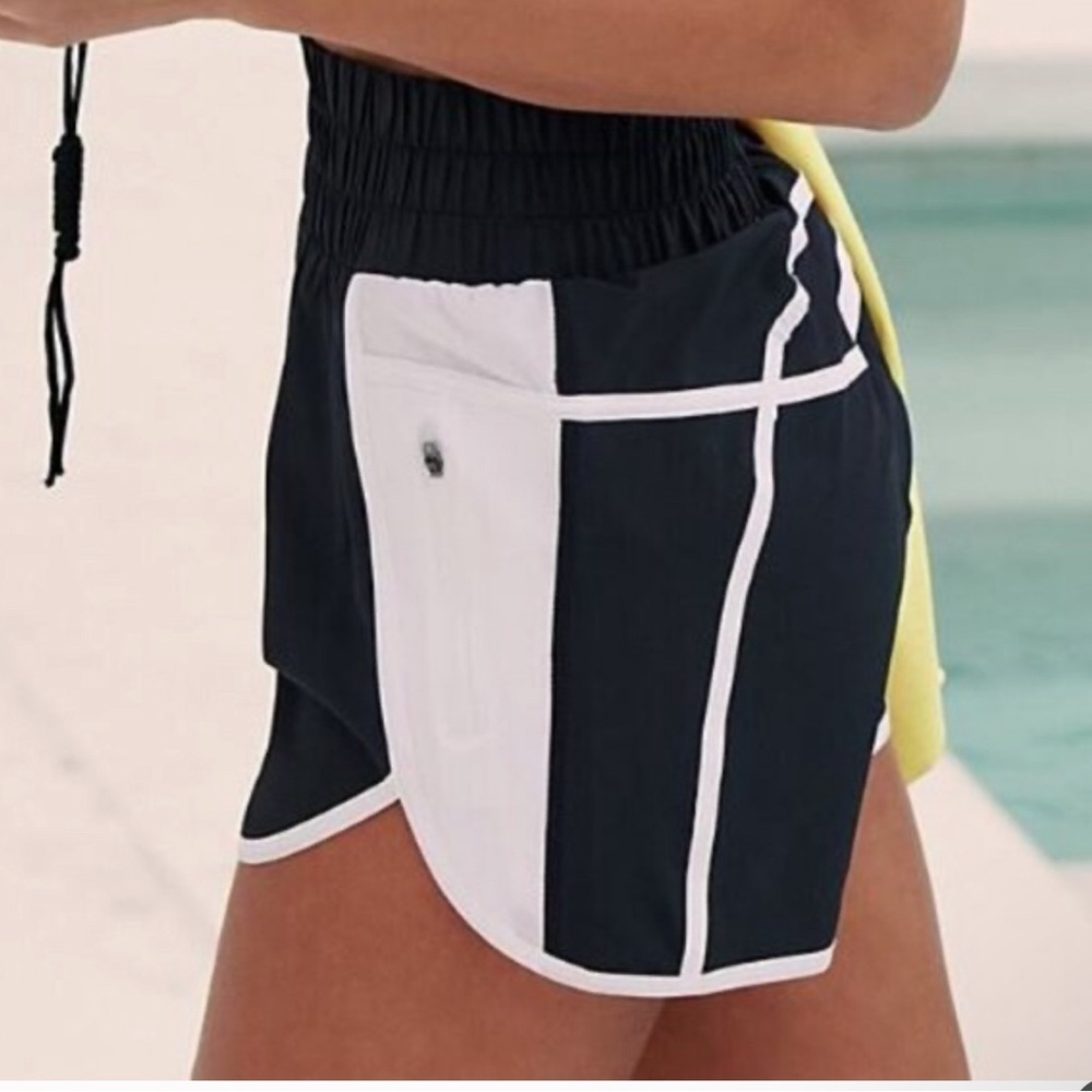 NWOT Beach Riot X Free People Black and White Cliff Running Shorts